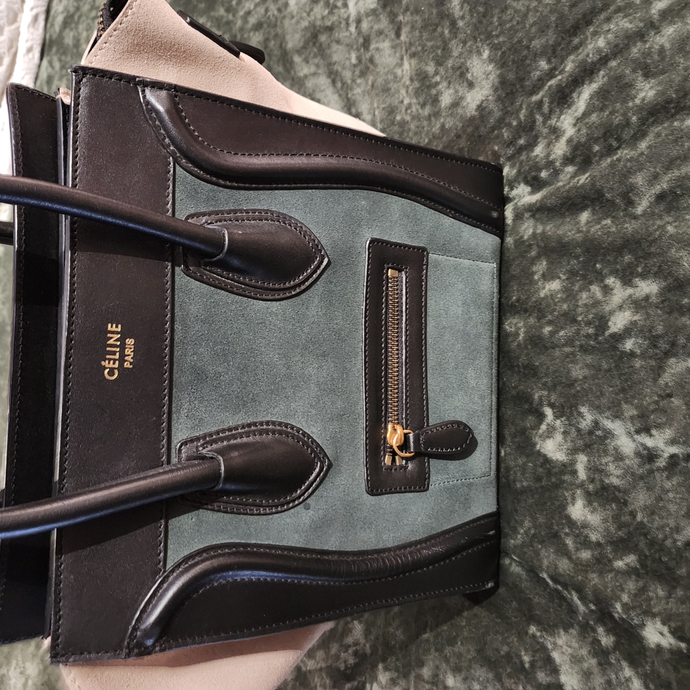 Céline Black and Green Tote Bag
